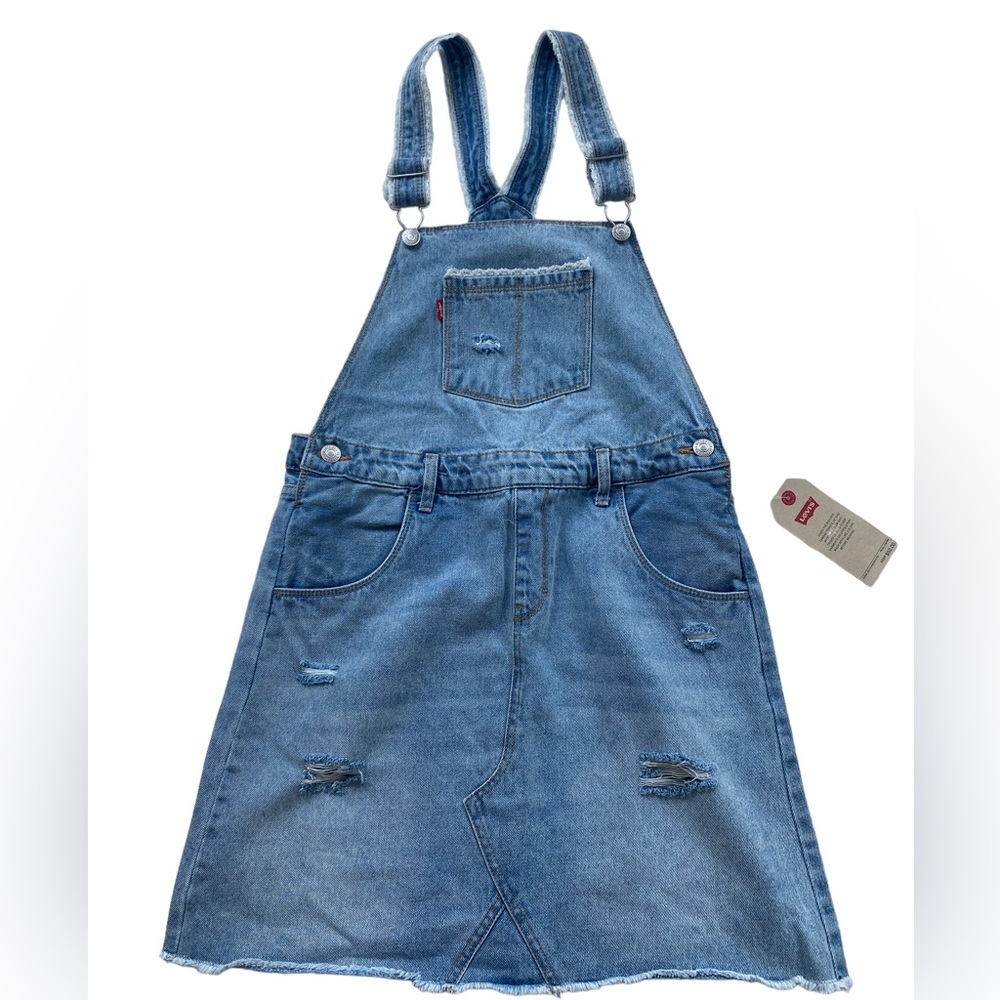 LEVI’S Girls Denim Distressed Raw Hem Skirtall  Size: 16 Reg